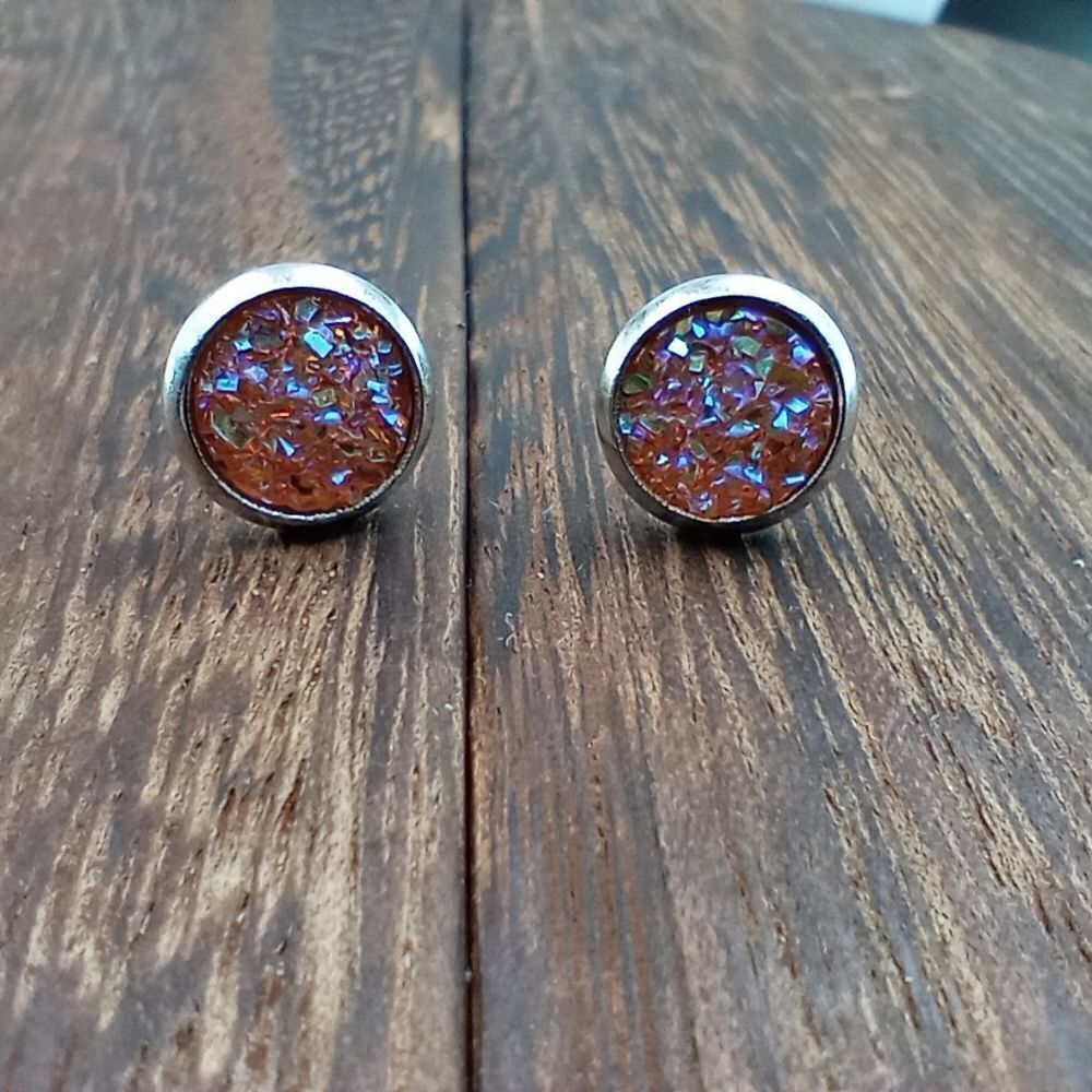 Mermaid geode sparkle earrings E226